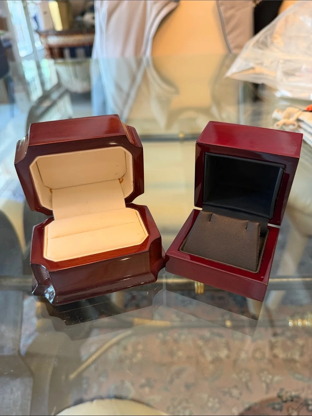 Wooden Ring and Earring Boxes - 2pcs